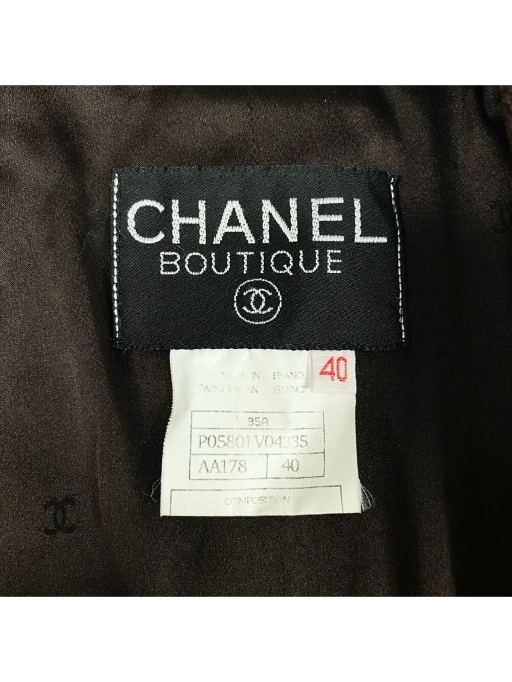 Chanel Tweed Jacket Flap Pocket Brown